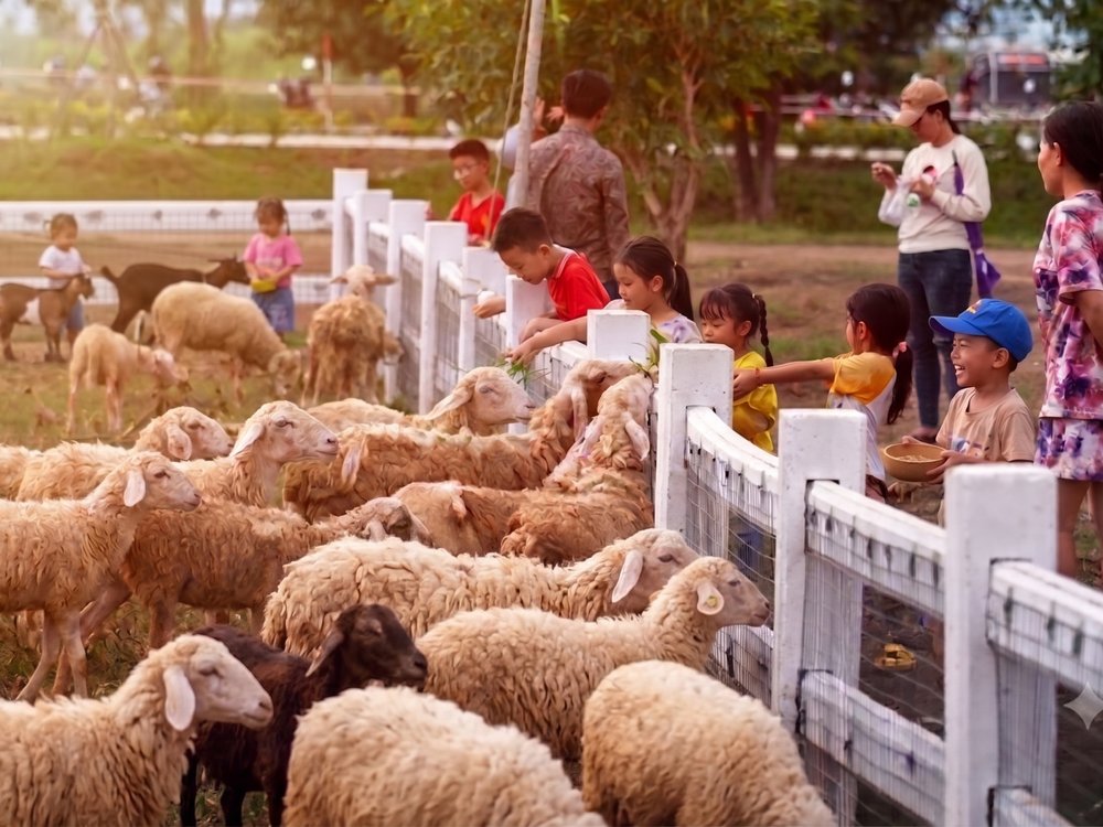 សួនសត្វ Mini Zoo ផ្តល់ចំណីដល់សត្វចៀម ទន្សាយ កោះខ្សាច់មាស
